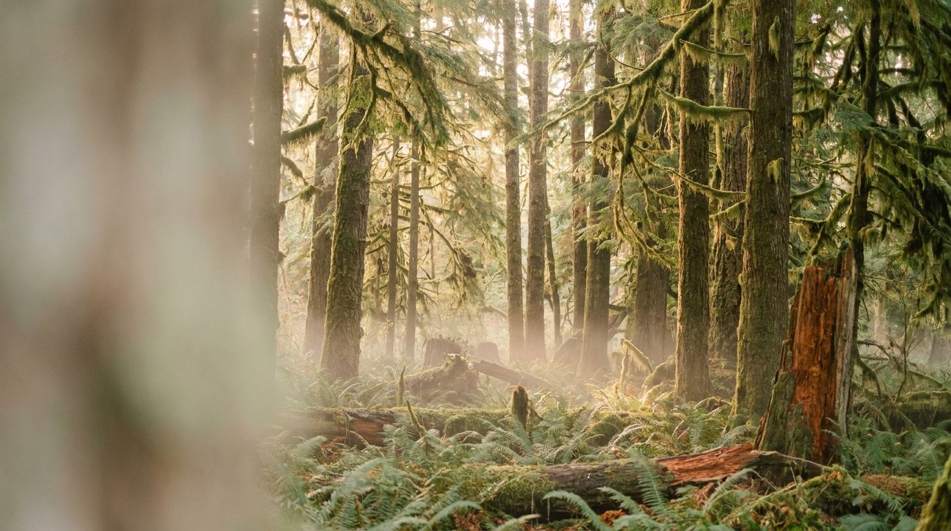 Light through a Northwest rainforest